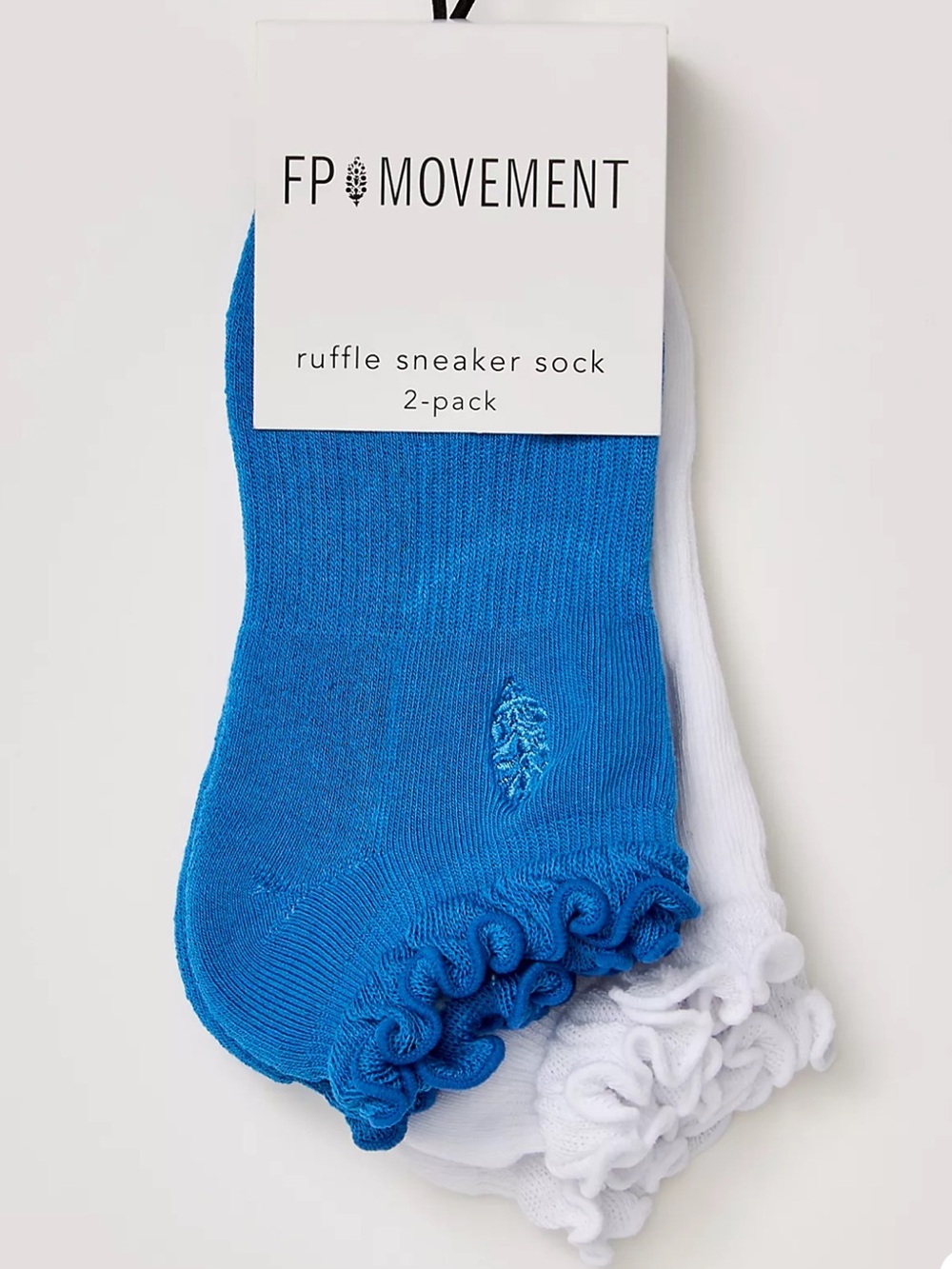 FP Movement Ruffle Sneaker Sock 2-Pack - Blue/White | NWT